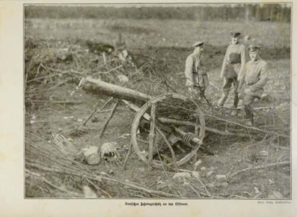 1917 - alter Druck - Deutsches Scheingeschütz an der Ostfront